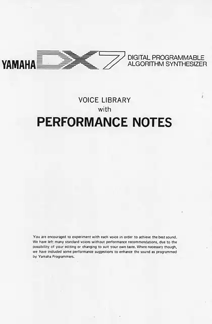 yamaha雅马哈DX7 Voice Library (Image)